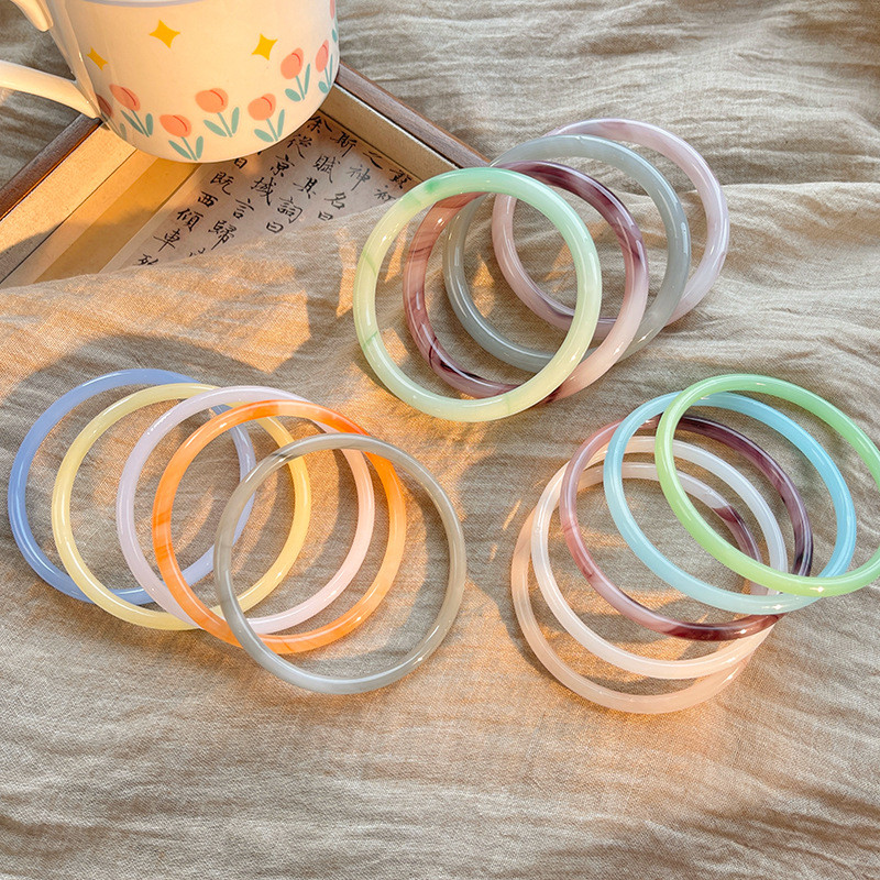 Vòng tay kính giả chalcedony nữ có khô hoa hồng và jingle - Style Trung Quốc mới lạ