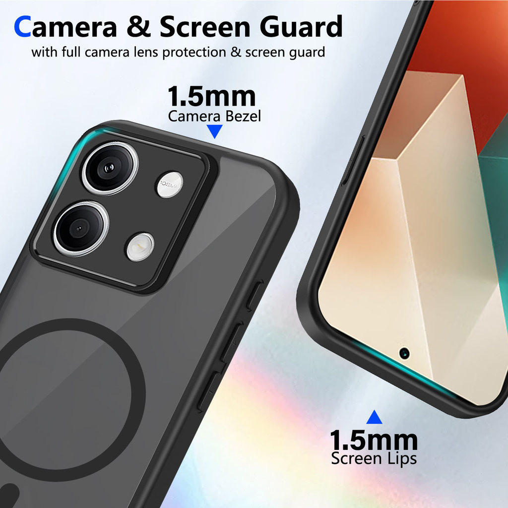 Ốp lưng Redmi Note 13 Pro Plus 5G Vỏ thu hút từ tính màu đen mờ cho Ốp điện thoại Redmi Note 13 Pro 4G