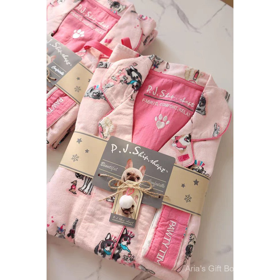 Bộ Đồ Ngủ Thu Đông từ Cotton Nguyên Chất, Phù Hợp Làm Loungewear Thoáng Mát
