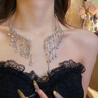 Giọt nước tua rua choker cá tính, phù hợp thời trang, dây chuyền xương đòn sang trọng