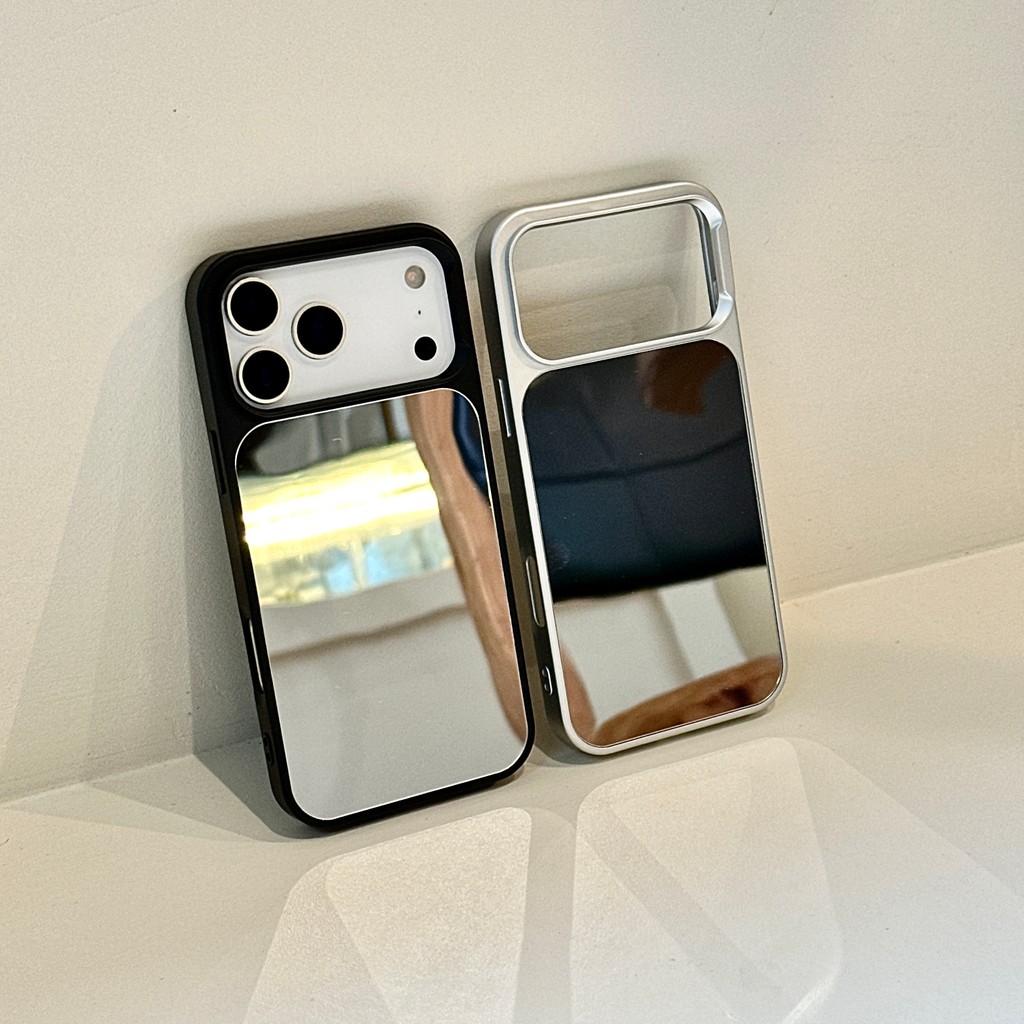 Ốp điện thoại bề mặt gương bạc đơn giản cho iPhone 17 Pro Max 17 16 15 14 13 ốp lưng iphone