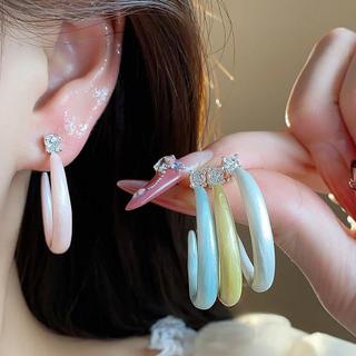 Bông tai hình chữ C nhỏ giọt zircon phong cách Hàn Quốc, thiết kế đơn giản, nữ tính