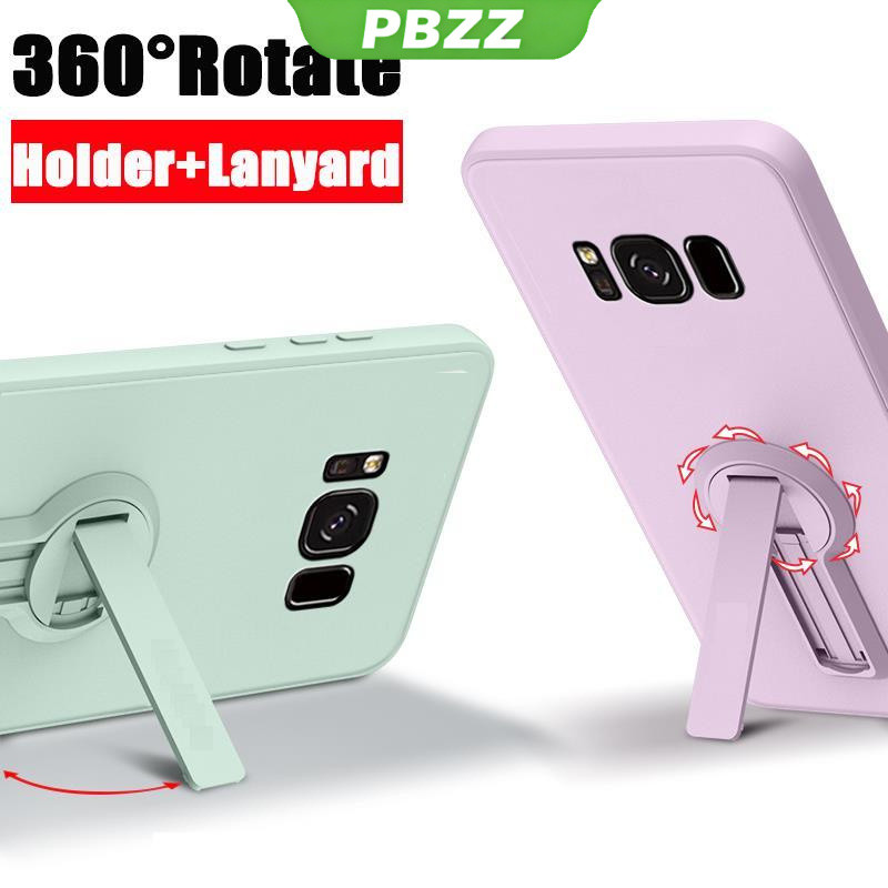 Ốp điện thoại Samsung S8/S8 Plus mềm, chống sốc, viền vuông, 360° kèm giá đỡ, thiết kế mới, silicon bảo vệ