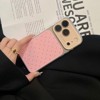 Phim Bảo Vệ Ống Kính Màu Kẹo Sóng Điểm Mạ Da Ốp Lưng Điện Thoại iPhone 17Promax 17Pro 14 15 16 Pro Max 13 Vỏ Điện Thoại Di Động Nữ Chống Sốc