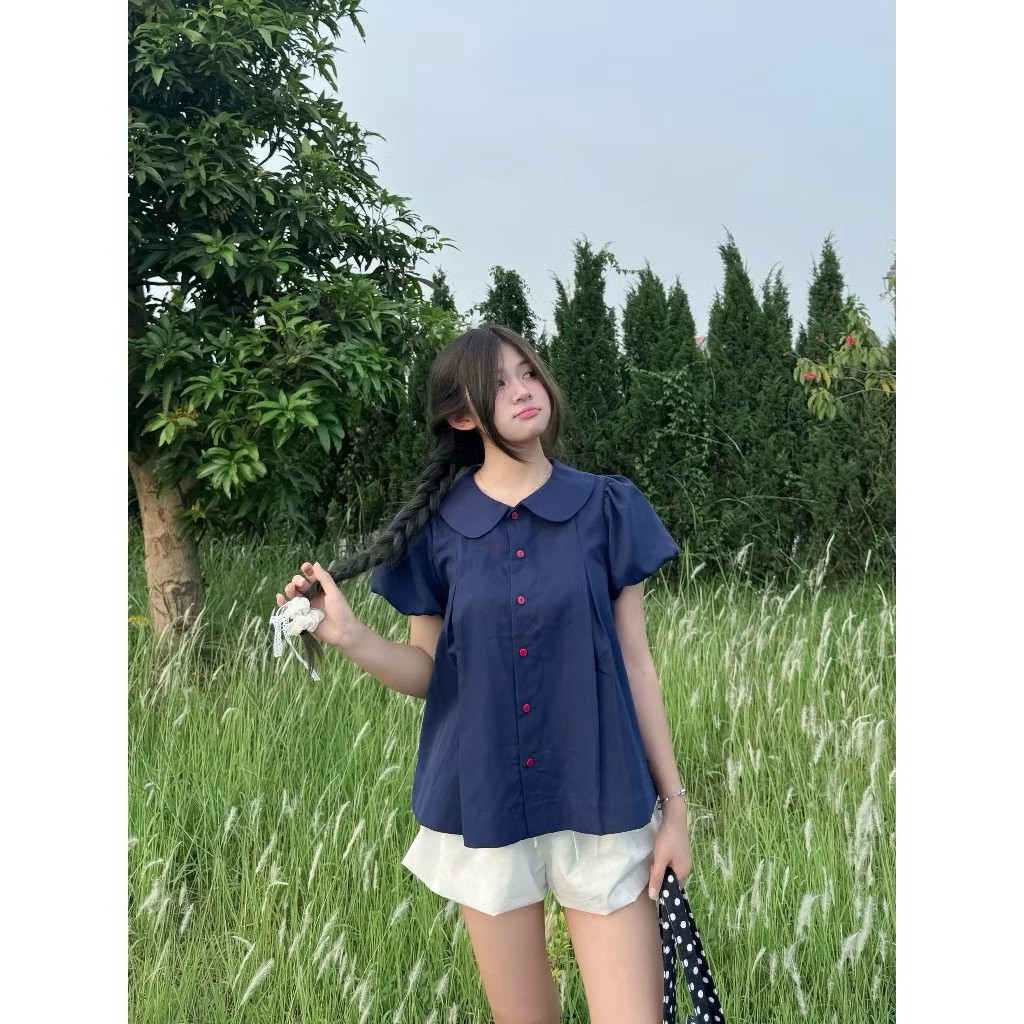 Sơ mi bèo cổ sen dáng babydoll to phồng siêu đang yêu SMZ9334