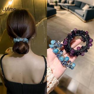 LUImo Sáng Bóng Pha Lê Dệt Cao Đuôi Ngựa Thanh Lịch Dây Cao Su Co Giãn Sang Trọng Phụ Kiện Tóc