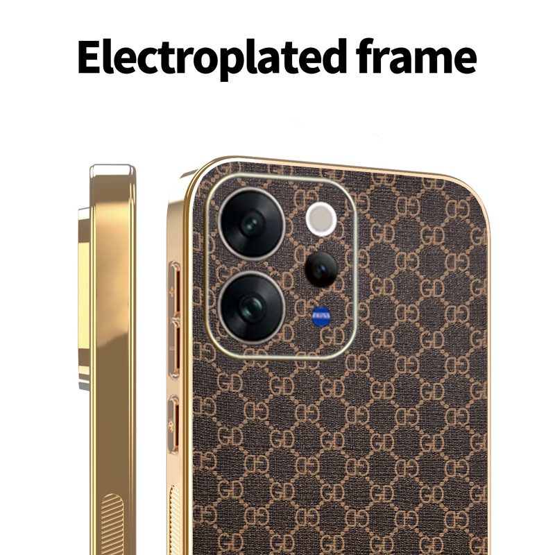 Ốp YJD Cho Vivo V70 Elite Sang Trọng Cổ Điển Da Thời Trang Mạ Điện Edge Chống Rơi Vỏ Bảo Vệ Điện Thoại