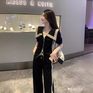 [Khuyến mãi 10%, Limited Time] Bộ đồ thể thao phong cách Tây, plus-size, dáng ôm, quần ống rộng, phù hợp xu hướng mùa hè
