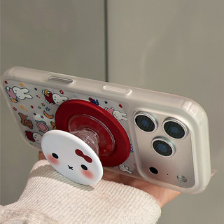 Ốp điện thoại Miffy có họa tiết nơ có giá đỡ tương thích với iPhone 11 12 Pro 13 Pro Max 15 Pro Max 14 16 Pro 16 Plus 17 Air 17 Pro 17 Pro Max