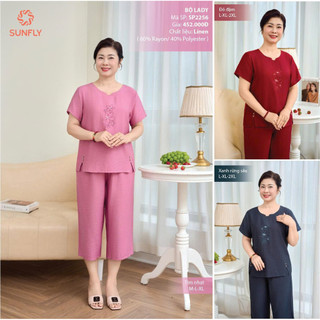 Đồ bộ mặc nhà nữ trung niên mềm mại, thoáng mát linen mềm mại, thoáng mát SUNFLY SP2256