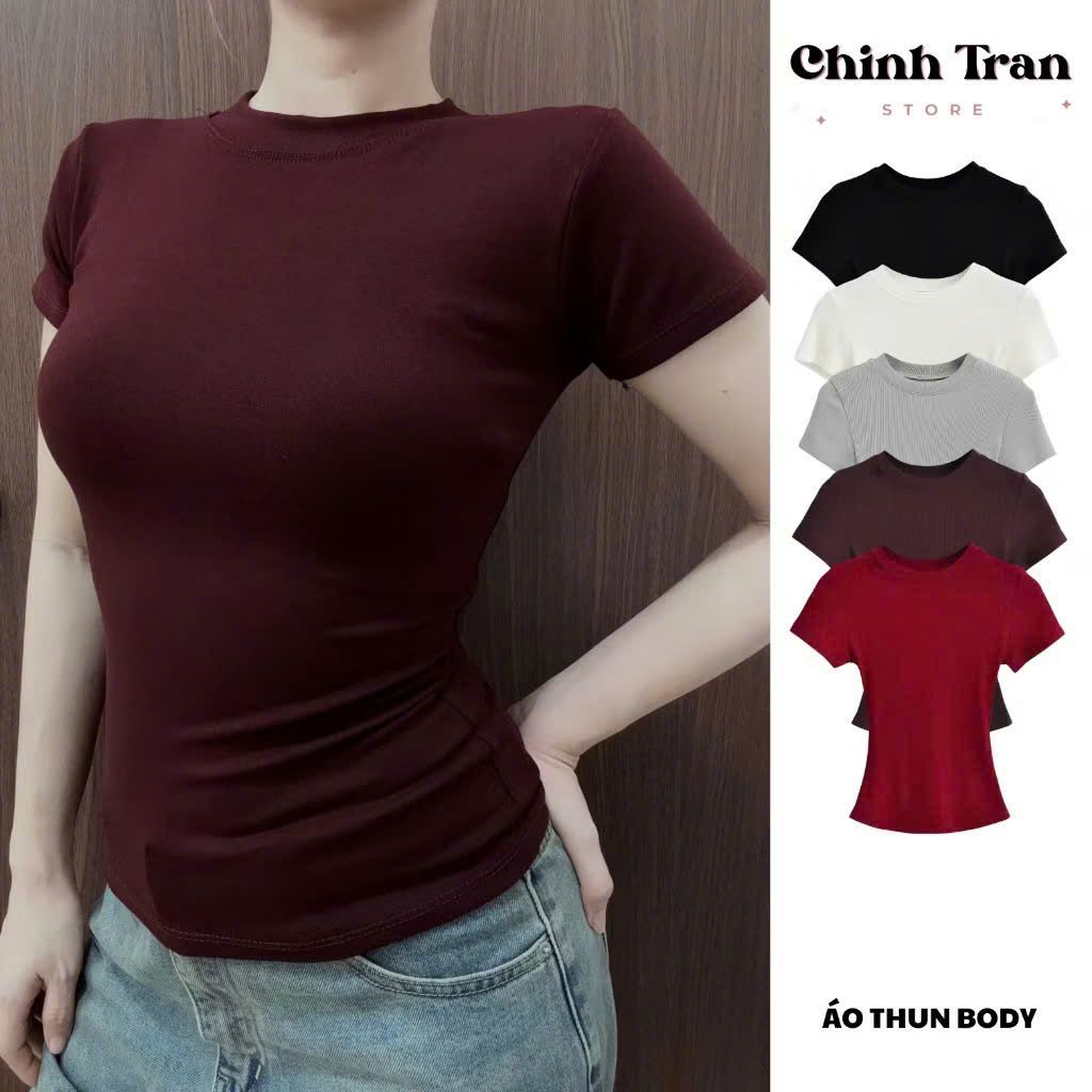Áo thun croptop vải cotton 4 chiều form ôm mặc tôn dáng dành cho nữ freesize 40-55kg, giá rẻ kiểu dáng basic đủ màu