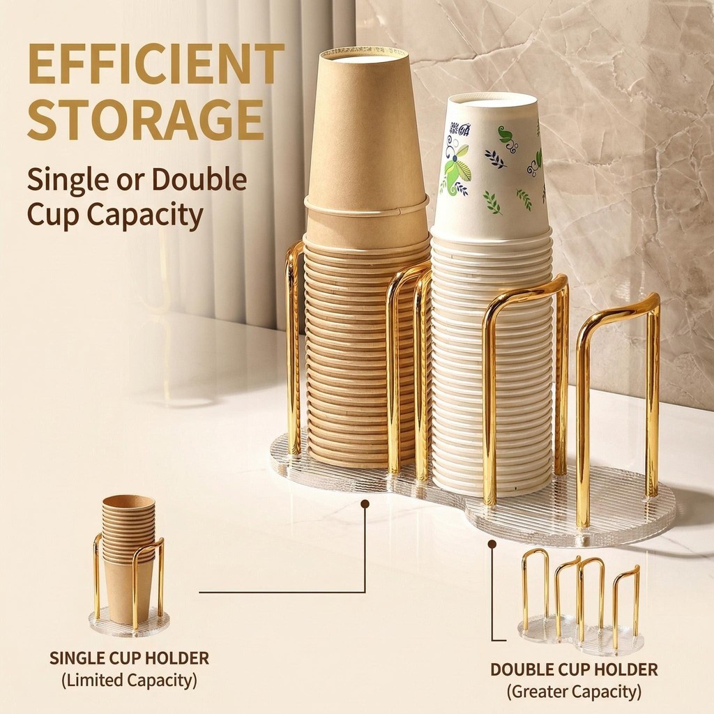 1PC Giá đỡ cốc Acrylic vàng thanh lịch Giá để bàn Cốc giấy để bàn