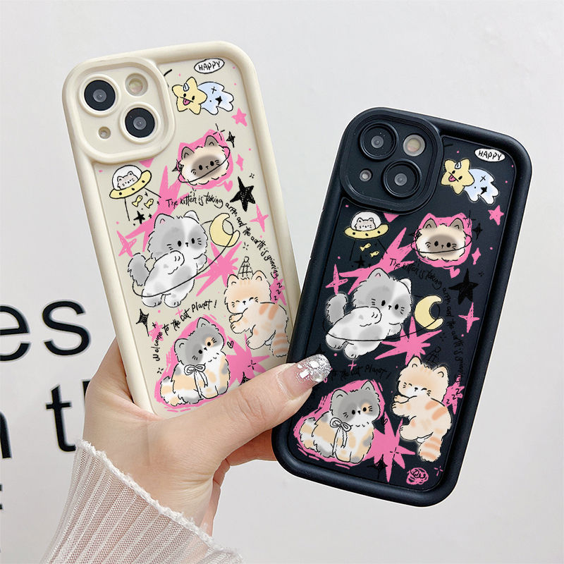Ốp Lưng Cho OPPO A6 A5X A3 A95 A74 A60 A58 A57 A54 A53 A52 A38 A18 A17 A16 A15 F11 F9 Pro Reno 14 13 12 11 10 7Z 8Z 6Z Chống Rơi Thiên Thần Thiết Kế Mắt Họa Tiết Mèo Dễ Thương JGS352