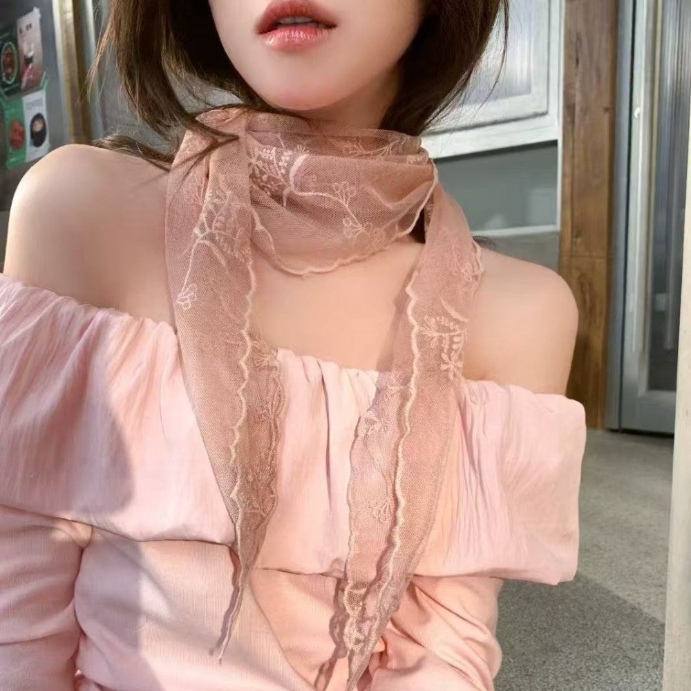 Hululu - Khăn quàng cổ tam giác ren cao cấp, đa dụng cho thời trang