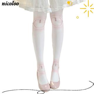 Tất NICOLOO Gothic, Tất búp bê chung phong cách ngọt ngào in hình nhung, Thiết kế dễ thương In họa tiết Gothic Chất liệu Cotton mới lạ Quần tất búp bê nối