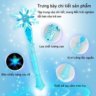 Gậy phép thuật công chúa tuyết – Đèn LED, có nhạc – Bộ gồm gậy, vương miện, bông tai, nhẫn – Quà tặng cho bé gái