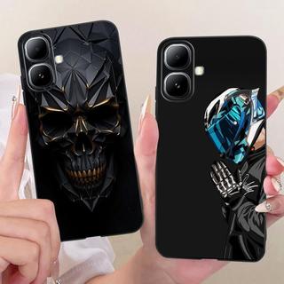 Dành Cho Infinix Smart 20 4G X6840 Ốp Điện Thoại Mèo Dễ Thương Rồng Mát Thiết Kế Hoạt Hình Ốp Lưng Màu Đen Mềm Silicon Chống Sốc Vỏ