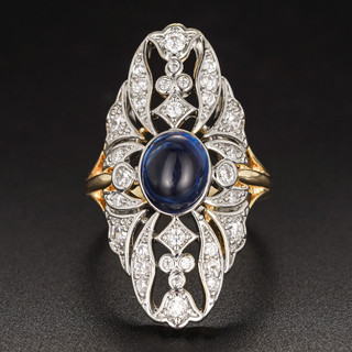 Châu Âu Mỹ ins Nhẫn Hình Học Sapphire Giả Phong Cách Mới Nữ
