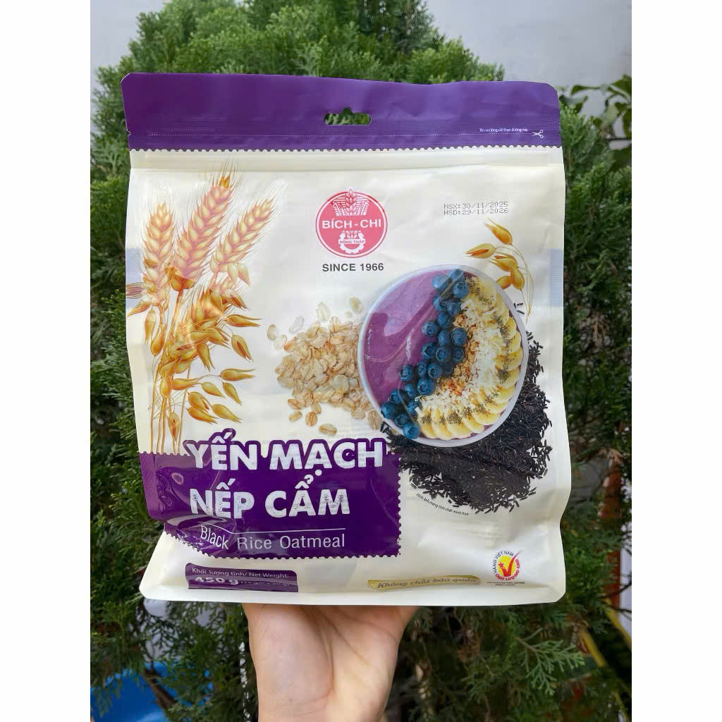 Bột Yến Mạch Nếp Cẩm  BÍCH CHI 450g bữa sáng dinh dưỡng, bổ sung vitamin, tốt cho tiêu hóa