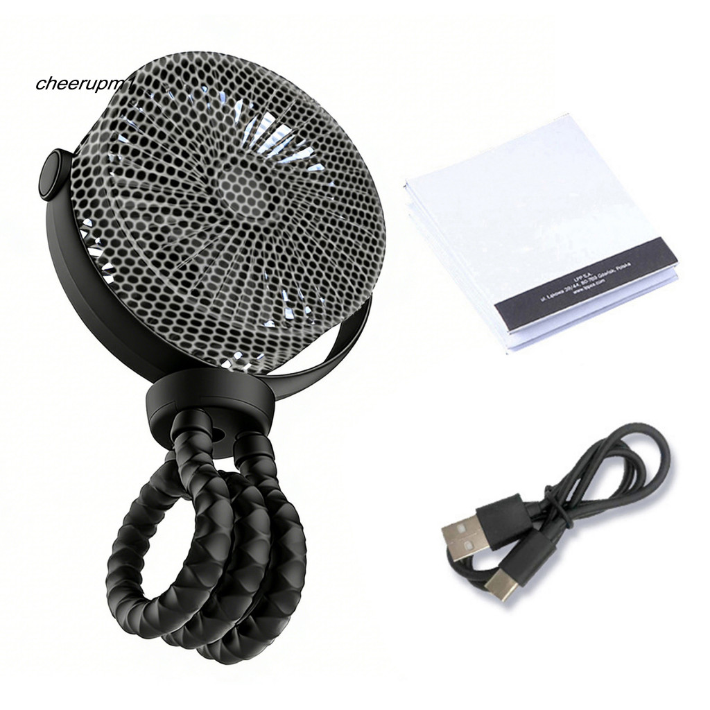 Quạt xoay 3 tốc độ CHEER Quạt kẹp có thể sạc lại Quạt xe đẩy kẹp có thể sạc lại di động với 3 tốc độ 360° Xoay – Máy làm mát cá nhân nhẹ cho ghế ngồi ô tô cho bé