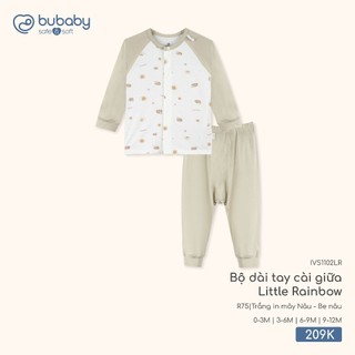 Bubaby SS26.T3.3 BST Bộ dài tay cài giữa cho bé sơ sinh