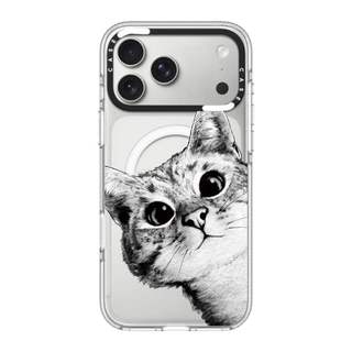 CASECASE X Curious Cat Phone Case HỒNG CAMERA RING EDITION Tác động Vỏ hút từ tính trong suốt cho iPhone 17 / 16 / 15 / 14 / 13 Pro Max Air với bao bì cao cấp