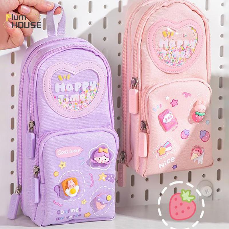 PlumHOUSE Kawaii Hộp Đựng Bút Chì Dễ Thương Dung Tích Lớn Túi Đựng Bút Chì Vải Đơn Giản Dễ Thương Văn Phòng Phẩm Túi Bảo Quản Sinh Viên Văn Phòng Phẩm Đồ Dùng Học Tập VN