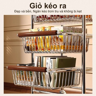 Kệ xe đẩy inox Bảng mặt màu gỗ gụ Xe đẩy Spa nhiều tầng dung tích lớn bánh xe Kệ để đồ đa năng dễ lắp đặt