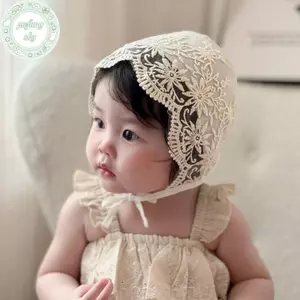 PUSKY Hoa Thêu Lưới Vải Ren Hoa Rỗng Mũ Công Chúa Mũ Bé Sơ Sinh Mũ Chụp Ảnh Sinh Nhật Chống Đỡ VN