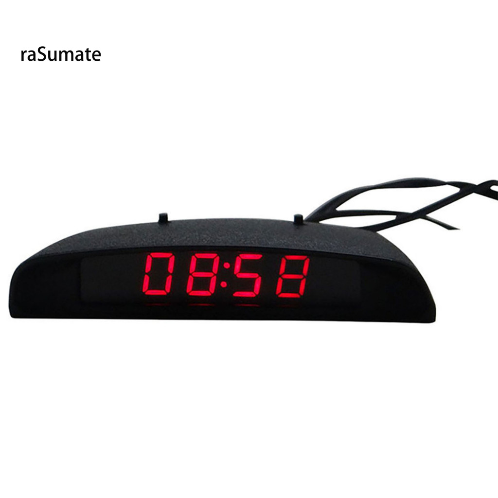 < rasumate > Đồng hồ điện tử Tấm che bóng chức năng 3 trong 1 Đồng hồ điện tử LED ABS cho ô tô