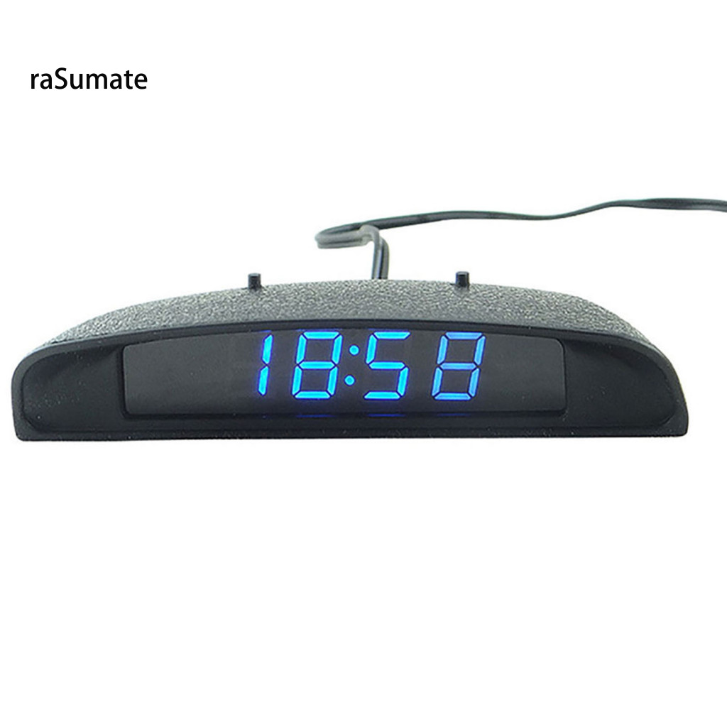 < rasumate > Đồng hồ điện tử Tấm che bóng chức năng 3 trong 1 Đồng hồ điện tử LED ABS cho ô tô