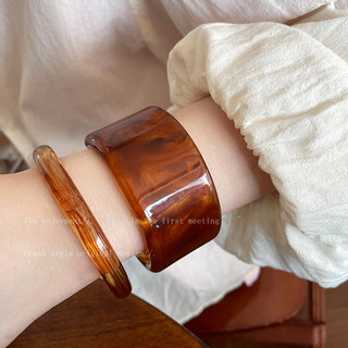 Vòng tay hình học vintage acetate và acrylic, phù hợp phụ nữ mùa hè, quà tặng bạn bè