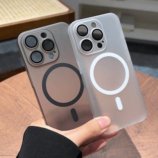 Ốp lưng iPhone từ tính siêu mỏng nhám mờ chống vân tay kèm kính camera cho iPhone 14 15 16 17 Pro Max