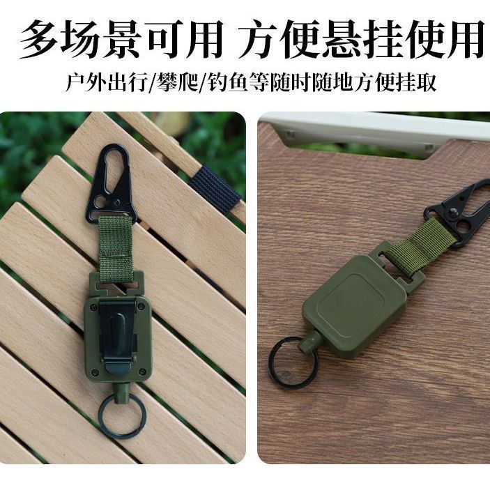 Móc khóa đa năng carabiner màu đen chống mất dây, phù hợp cho cắm trại và ba lô