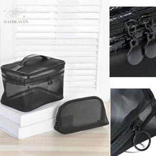 [hatheaven] Túi đựng mỹ phẩm trong suốt bằng lưới di động Hộp đựng trang điểm dành cho nữ Dây kéo du lịch Trang điểm Nhà vệ sinh Túi đựng đồ đẹp Túi đựng đồ đẹp