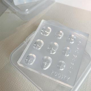[hatheaven] Khuôn móng 3D silicon mặt người hoạt hình, khắc tay, phụ kiện trang trí nghệ thuật làm móng