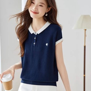 Áo sơ mi dệt kim mỏng tay ngắn phong cách mới, phù hợp cho mùa hè với thiết kế đơn giản dễ phối đồ.