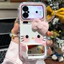 Ốp Điện Thoại Nhung Nơ Kt Mèo Màu Hồng Dễ Thương Cho iPhone 16 15 14 13 12 11 Pro Max X Xr Xs Max 7 8 Plus SE2020