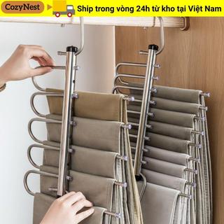 Giá treo quần gấp COZYNEST, Móc treo quần ma thuật tiết kiệm không gian 5 / 9 lớp, Móc treo liền mạch đa chức năng Móc sắp xếp tủ quần áo