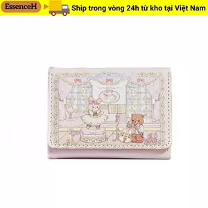 Túi đựng tiền ESSENCEH, Ví ngắn nhiều khe di động, Hộp đựng thẻ gấu và thỏ PU dễ thương cho bé gái