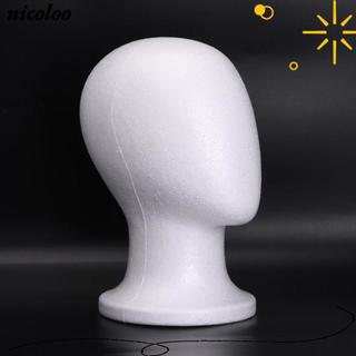 Đầu Mannequin Xốp NICOLOO, Đế trưng bày tóc giả màu trắng ổn định, Mẫu đầu xốp nhẹ