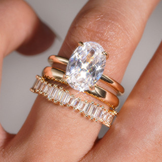 Bộ ba mảnh nhẫn bạc S925 zircon, quà cưới nữ thời trang