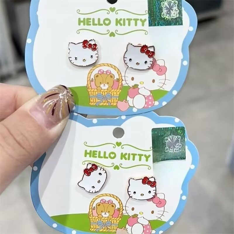 Kt Kitty Nơ Bông Tai Nữ Niche Ngọt Ngào Dễ Thương Xuyên Bông Tai Giá Trị Cao ins Tất Cả Trận Đấu Bông Tai