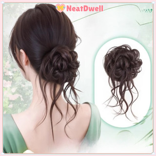 NETDWELL Tóc Bun Móng Vuốt Kẹp - Dây Tóc Giả Màu Đen Tự Nhiên và Lông Tơ Nâu Xoăn