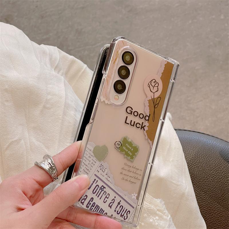 Vintage Hoa Hồng Báo Ốp Lưng Điện Thoại Thích Hợp Cho Samsung Galaxy ZFold7 zfold6 Dây Gấp Vỏ Cứng Cho Z Fold 7 6 5 5G Vỏ Bảo Vệ