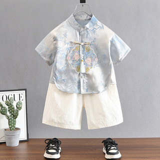 Lễ hội mùa xuân năm mới Quần áo Tết Nguyên Đán Bé trai Lễ hội thuyền rồng Hanfu Mùa hè 2025 Phong cách mới Trẻ em Đường Phù hợp với phong cách Trung Quốc Tay ngắn phong cách mỏng Trẻ em Bộ đồ phong cách Trung Quốc mới Cảm giác cao cấp 01