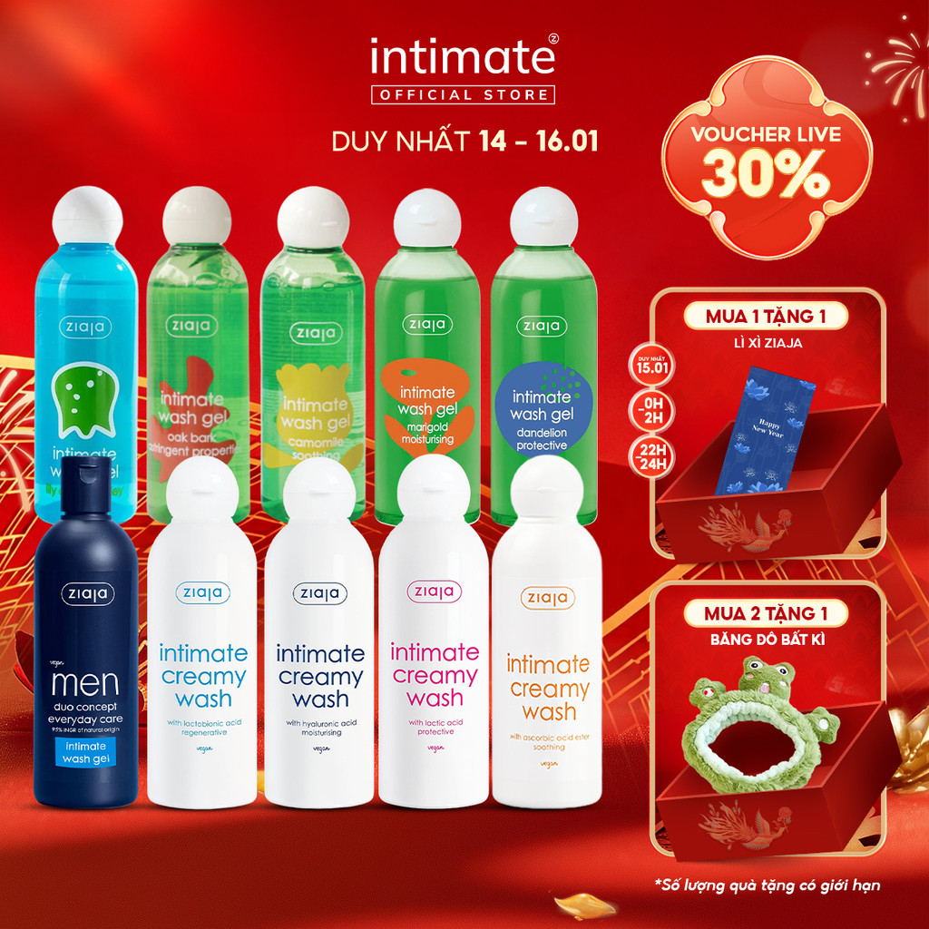 Dung Dịch Vệ Sinh Phụ Nữ Intimate ZIAJA Xuất Xứ Ba Lan Giúp Dưỡng Ẩm, Khử Mùi, Se Khít Dung Tích 200ml