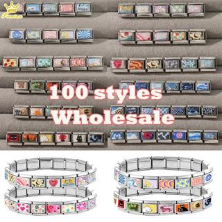 Wholesale Colorful Eyes Hand Flower Cat Italian Charms Fit 9mm Stainless Steel Women Fashion Bracelet DIY Jewelry Gift