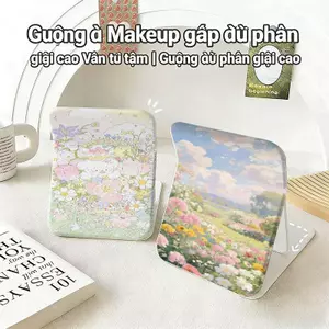 Bộ hoa sơn dầuChất liệu bền đẹp, kiểu dáng hiện đại Gương trang điểm gấp cao cấp