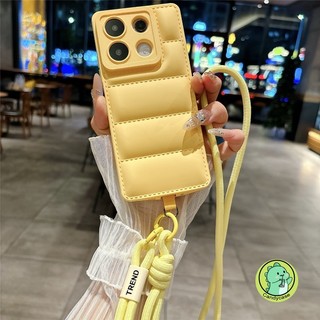 Áo khoác xuống có dây buộc Vỏ đeo chéo cho iPhone 17 Pro Max Air 16E 16 15 Pro Max Plus 17ProMax 16ProMax 15ProMax Vỏ sang trọng Vỏ điện thoại mềm màu kẹo đơn giản dễ thương
